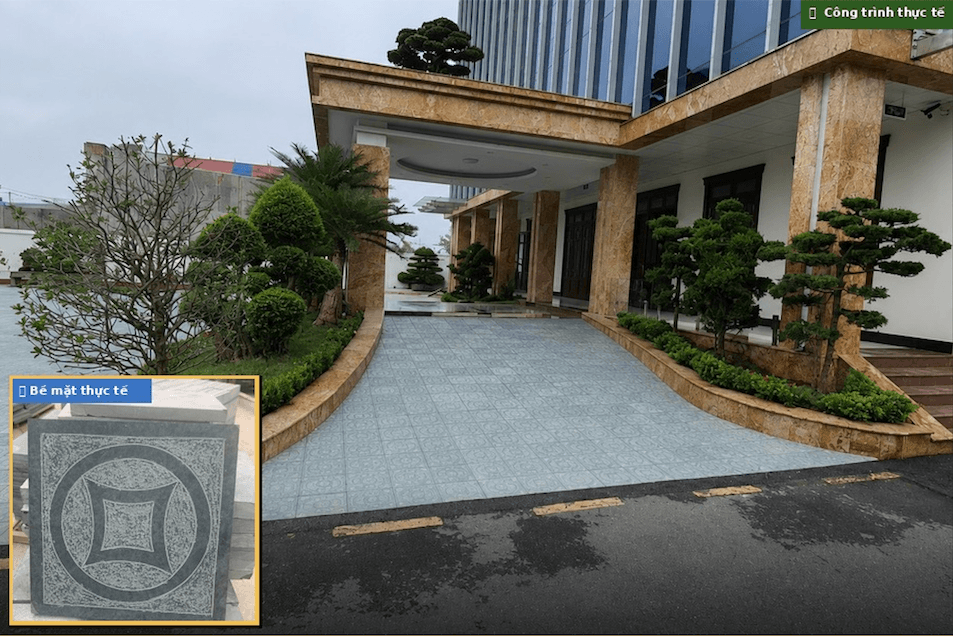 Đá xanh rêu băm nền Thanh Hóa lát sảnh dốc, chống trơn trượt tuyệt đối